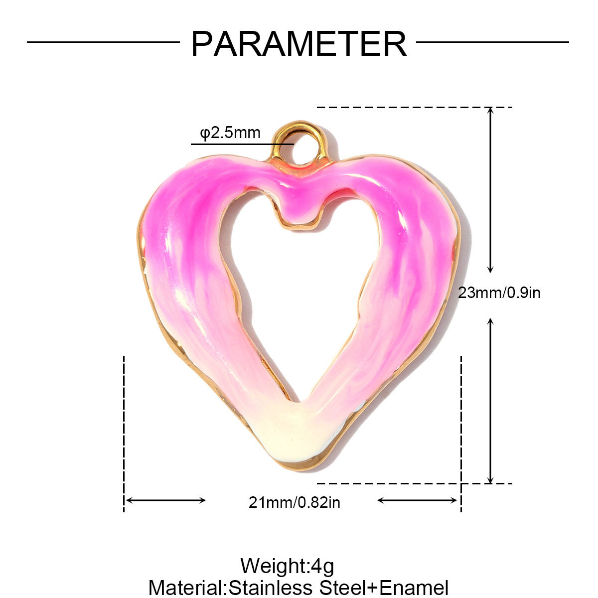 6pcs/pack Stainless Steel Enamel Heart Lock DIY Charms Rhinestone Tulip Necklace Pendant Women Horseshoe Flower Jewelry Wholesale