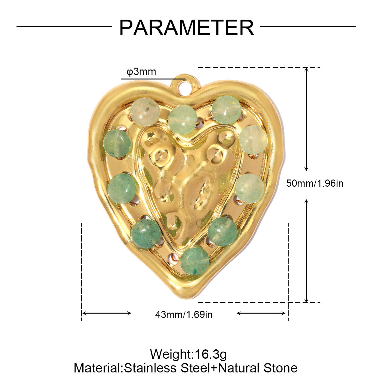 6pcs/pack Stainless Steel Natural Stone Beaded Heart DIY Charms Enamel Rainbow Flower Necklace Pendant Women Eye Jewelry Wholesale