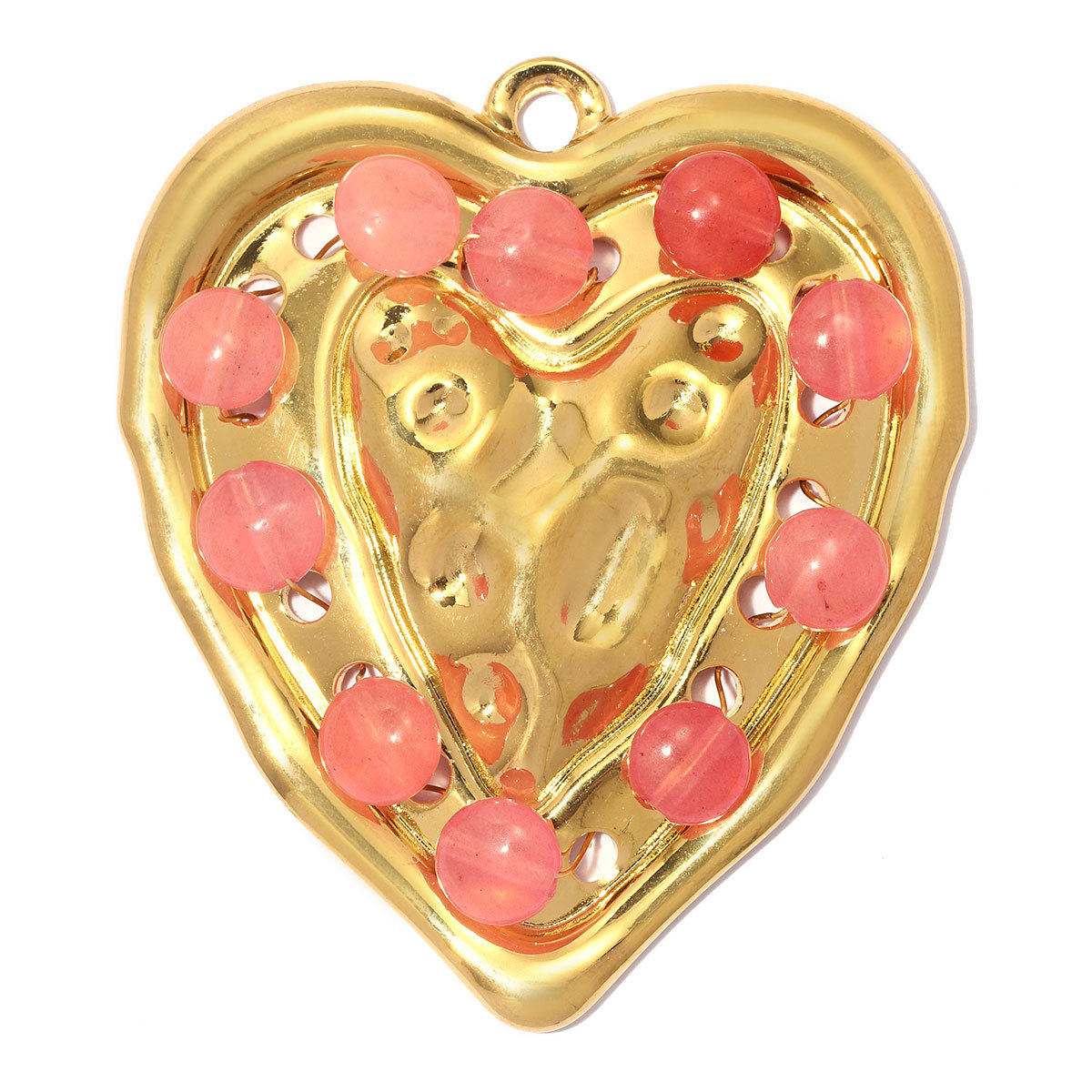 6pcs/pack Stainless Steel Natural Stone Beaded Heart DIY Charms Enamel Rainbow Flower Necklace Pendant Women Eye Jewelry Wholesale