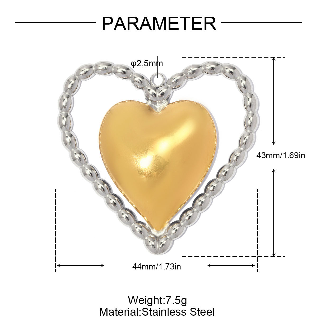 6pcs/pack Stainless Steel Natural Stone Beaded Heart DIY Charms Enamel Rainbow Flower Necklace Pendant Women Eye Jewelry Wholesale