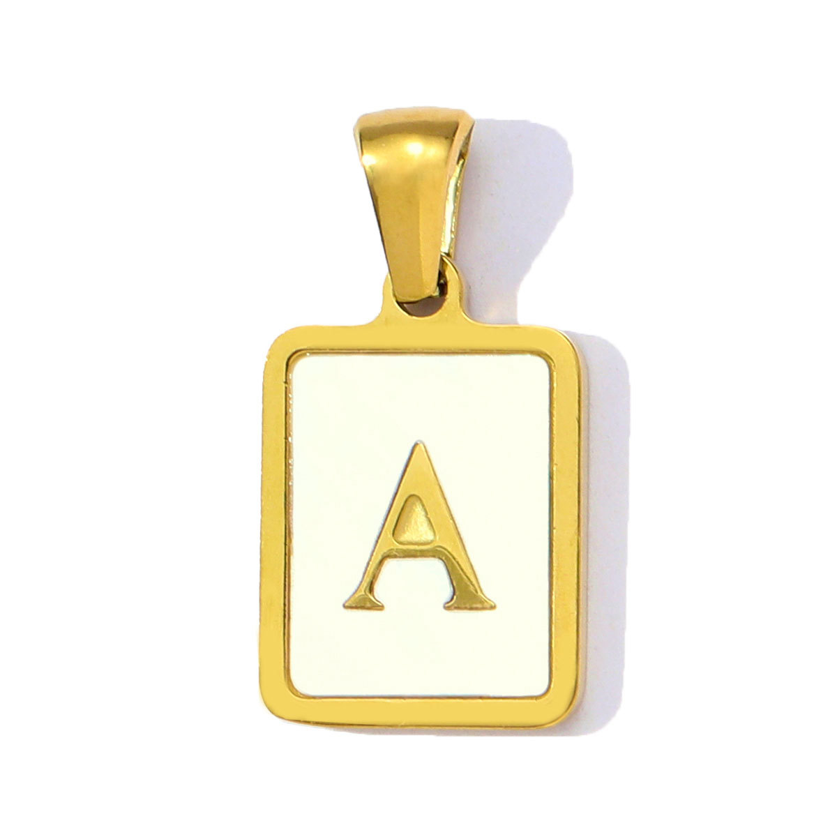 6pcs/pack Stainless Steel Shell Square A-Z Letters DIY Charms Alphabet Necklace Pendants Women Jewelry Wholesale
