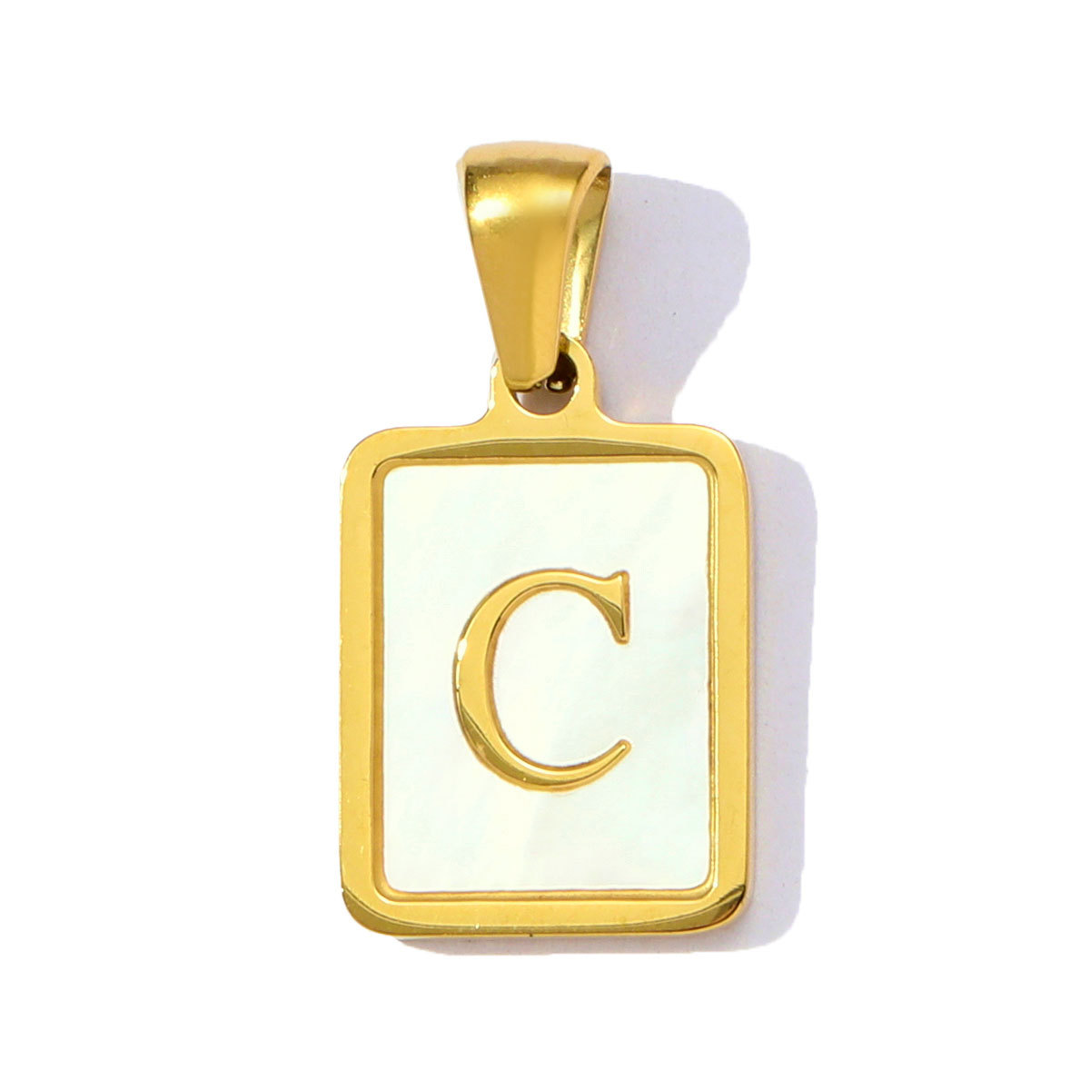 6pcs/pack Stainless Steel Shell Square A-Z Letters DIY Charms Alphabet Necklace Pendants Women Jewelry Wholesale