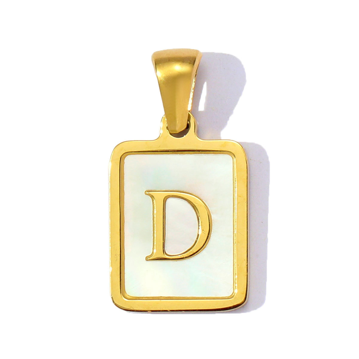 6pcs/pack Stainless Steel Shell Square A-Z Letters DIY Charms Alphabet Necklace Pendants Women Jewelry Wholesale