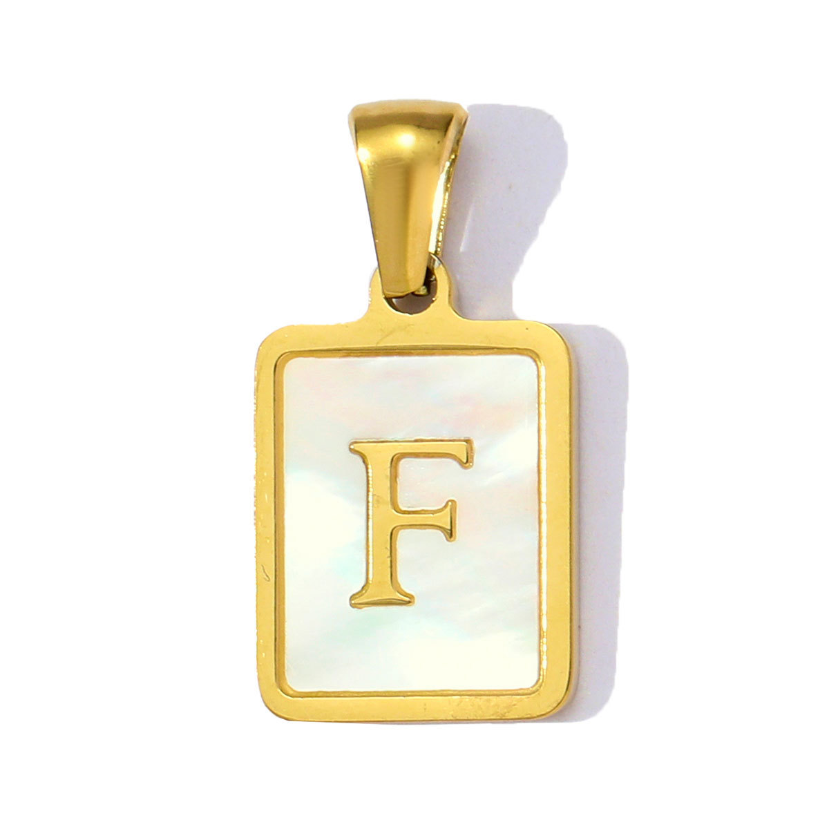 6pcs/pack Stainless Steel Shell Square A-Z Letters DIY Charms Alphabet Necklace Pendants Women Jewelry Wholesale