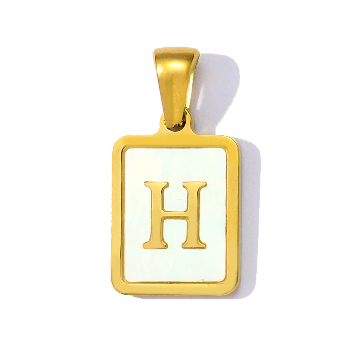 6pcs/pack Stainless Steel Shell Square A-Z Letters DIY Charms Alphabet Necklace Pendants Women Jewelry Wholesale