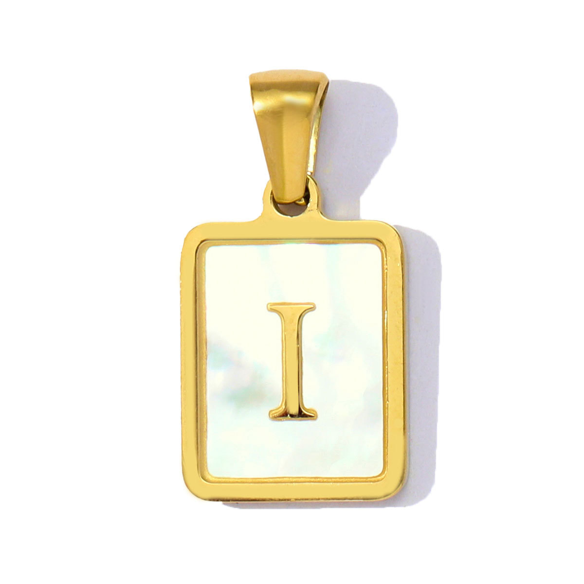 6pcs/pack Stainless Steel Shell Square A-Z Letters DIY Charms Alphabet Necklace Pendants Women Jewelry Wholesale