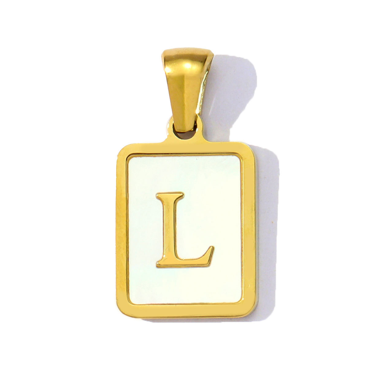 6pcs/pack Stainless Steel Shell Square A-Z Letters DIY Charms Alphabet Necklace Pendants Women Jewelry Wholesale