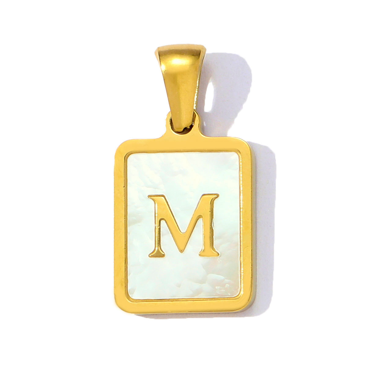 6pcs/pack Stainless Steel Shell Square A-Z Letters DIY Charms Alphabet Necklace Pendants Women Jewelry Wholesale
