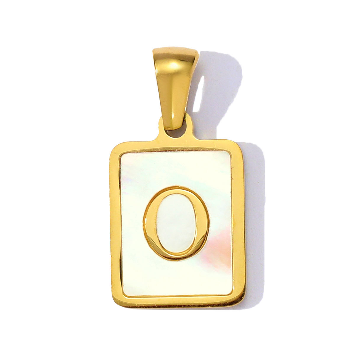 6pcs/pack Stainless Steel Shell Square A-Z Letters DIY Charms Alphabet Necklace Pendants Women Jewelry Wholesale