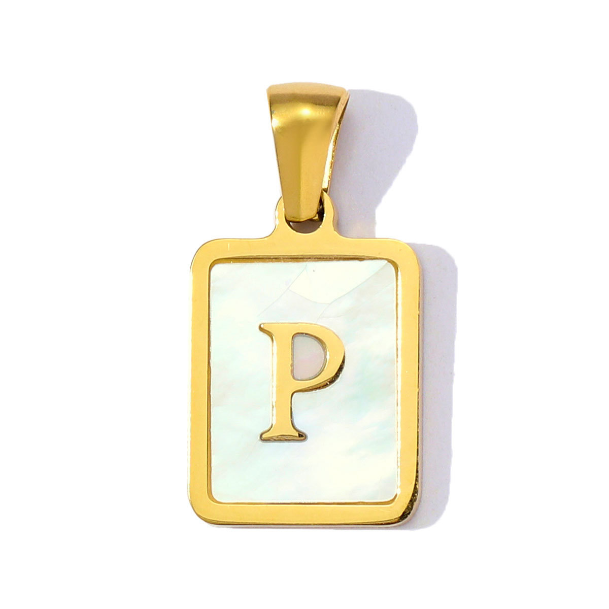 6pcs/pack Stainless Steel Shell Square A-Z Letters DIY Charms Alphabet Necklace Pendants Women Jewelry Wholesale
