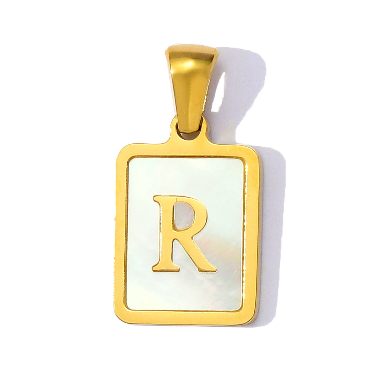 6pcs/pack Stainless Steel Shell Square A-Z Letters DIY Charms Alphabet Necklace Pendants Women Jewelry Wholesale