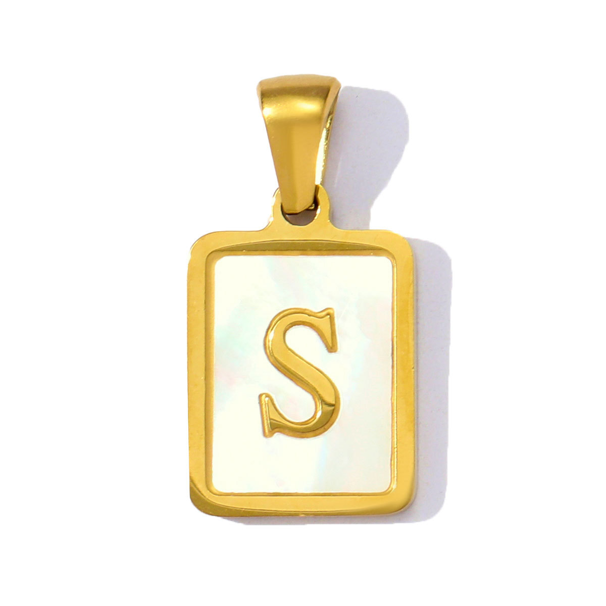 6pcs/pack Stainless Steel Shell Square A-Z Letters DIY Charms Alphabet Necklace Pendants Women Jewelry Wholesale