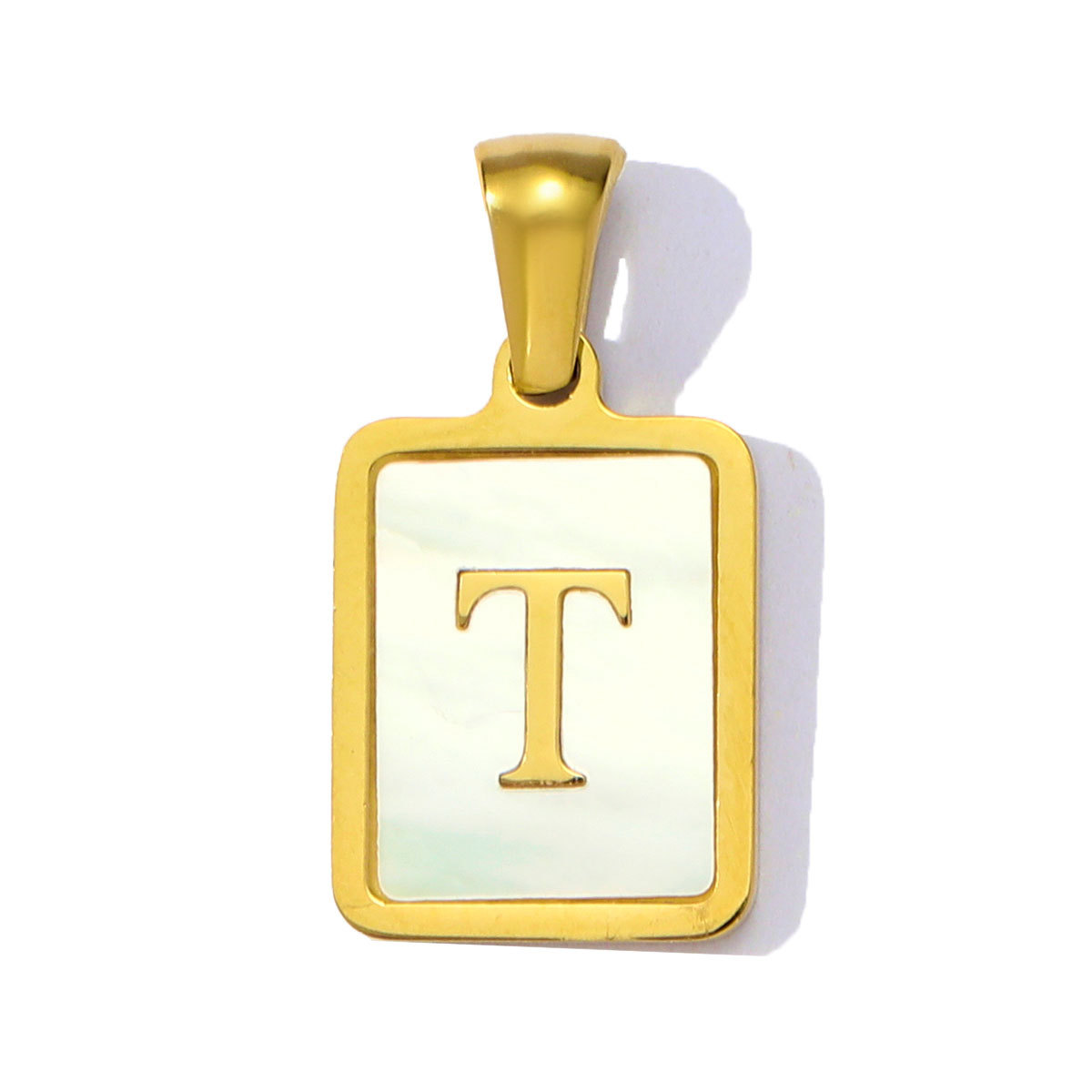 6pcs/pack Stainless Steel Shell Square A-Z Letters DIY Charms Alphabet Necklace Pendants Women Jewelry Wholesale