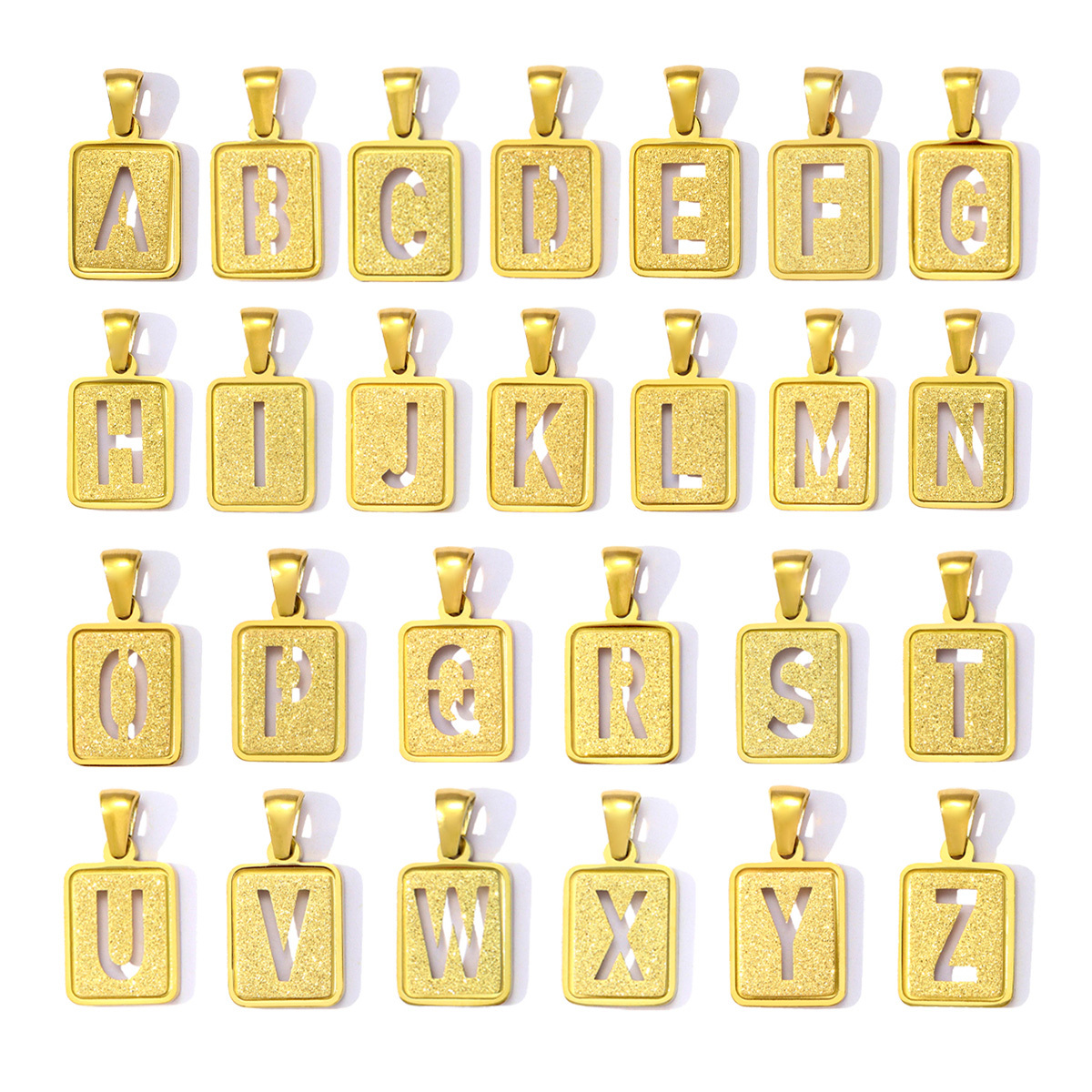 6pcs/pack 18K Real Gold Hollow Out Alphabet Stainless Steel Pendant Never Fade Women A-Z Letters DIY Charms Necklace Making