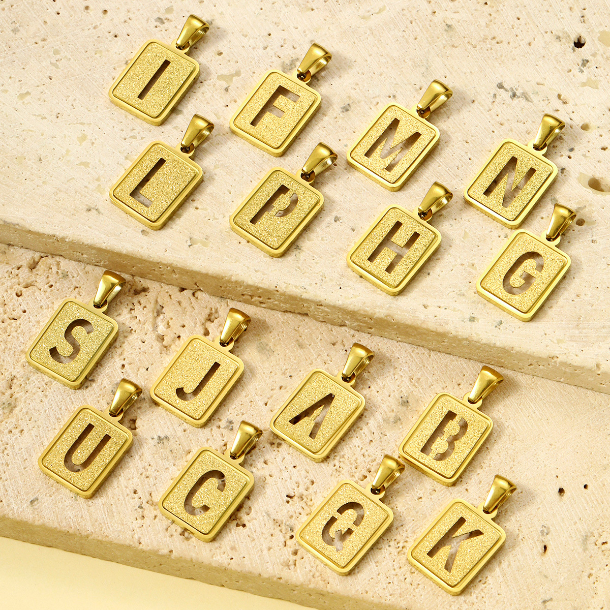 6pcs/pack 18K Real Gold Hollow Out Alphabet Stainless Steel Pendant Never Fade Women A-Z Letters DIY Charms Necklace Making