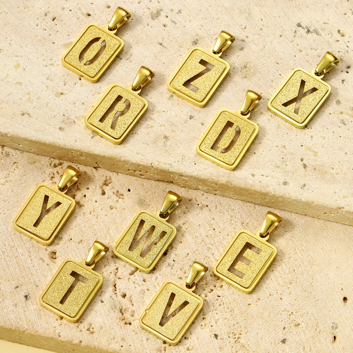 6pcs/pack 18K Real Gold Hollow Out Alphabet Stainless Steel Pendant Never Fade Women A-Z Letters DIY Charms Necklace Making