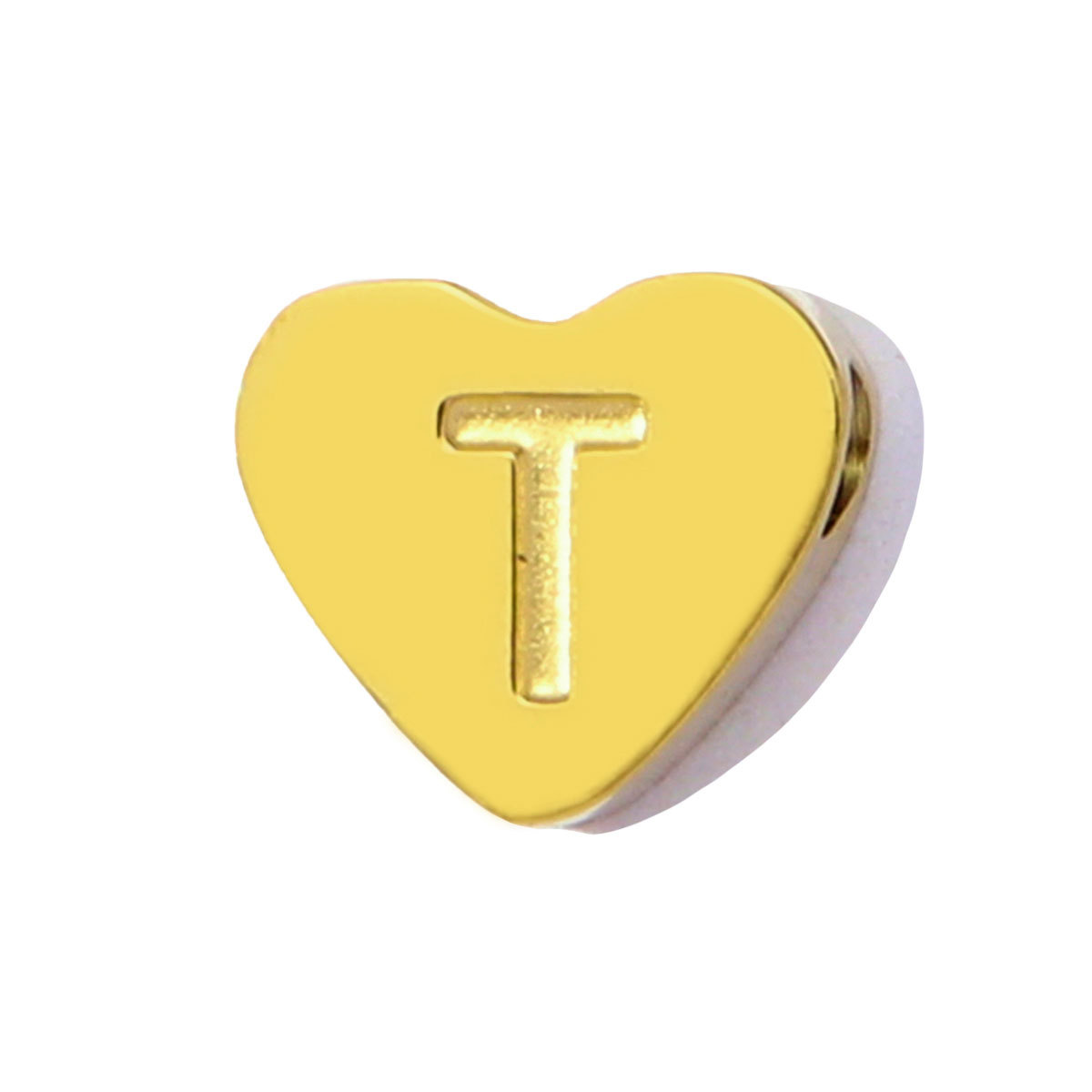 10pcs/Lot Peach Heart A-Z Letters Bead Charms Stainless Steel Alphabet Pendant Never Fade Women DIY Jewelry Bracelet Making