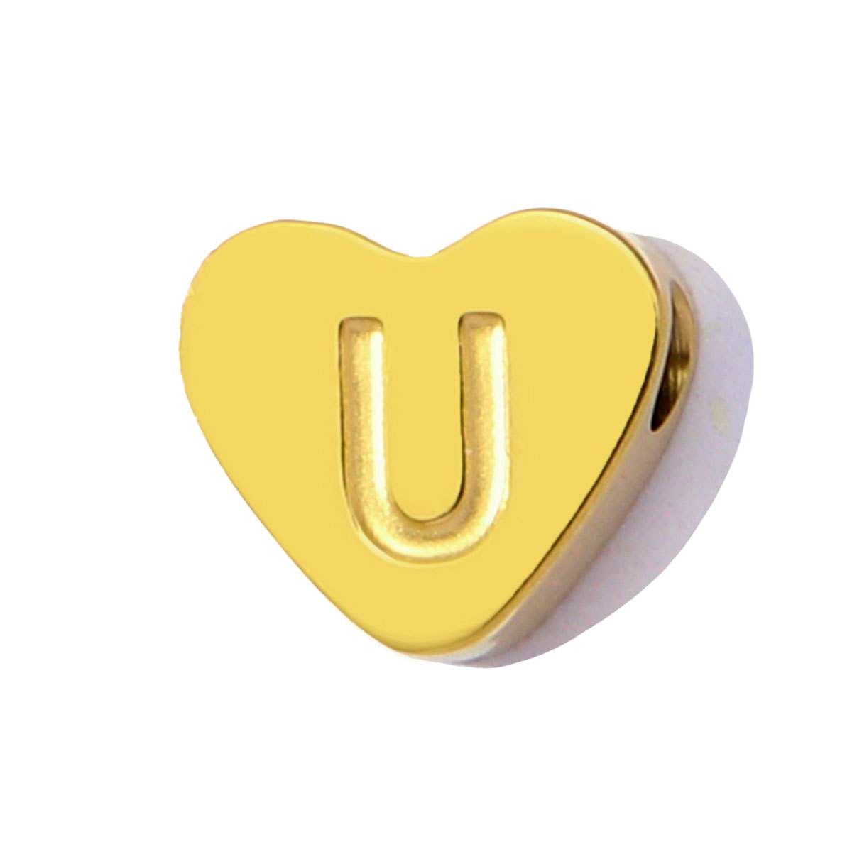 10pcs/Lot Peach Heart A-Z Letters Bead Charms Stainless Steel Alphabet Pendant Never Fade Women DIY Jewelry Bracelet Making