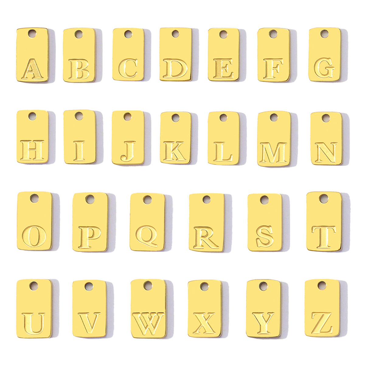 6pcs/pack Stainless Steel Square Tag A-Z Letters Charms Alphabet Small Pendant for Women DIY Jewelry Bracelet Making