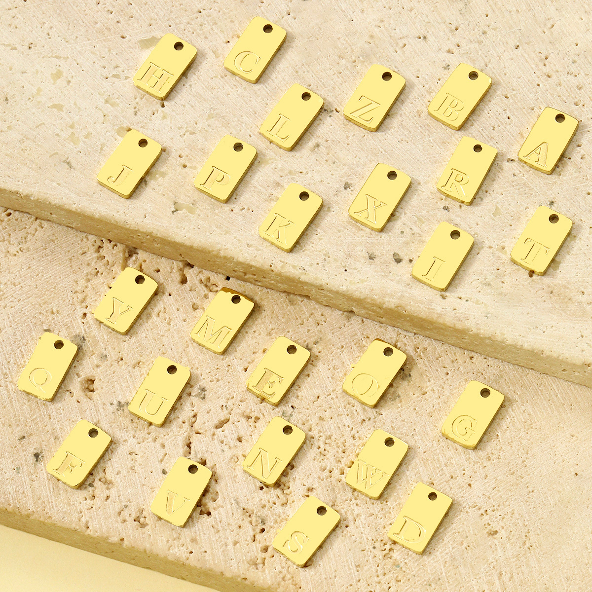 6pcs/pack Stainless Steel Square Tag A-Z Letters Charms Alphabet Small Pendant for Women DIY Jewelry Bracelet Making
