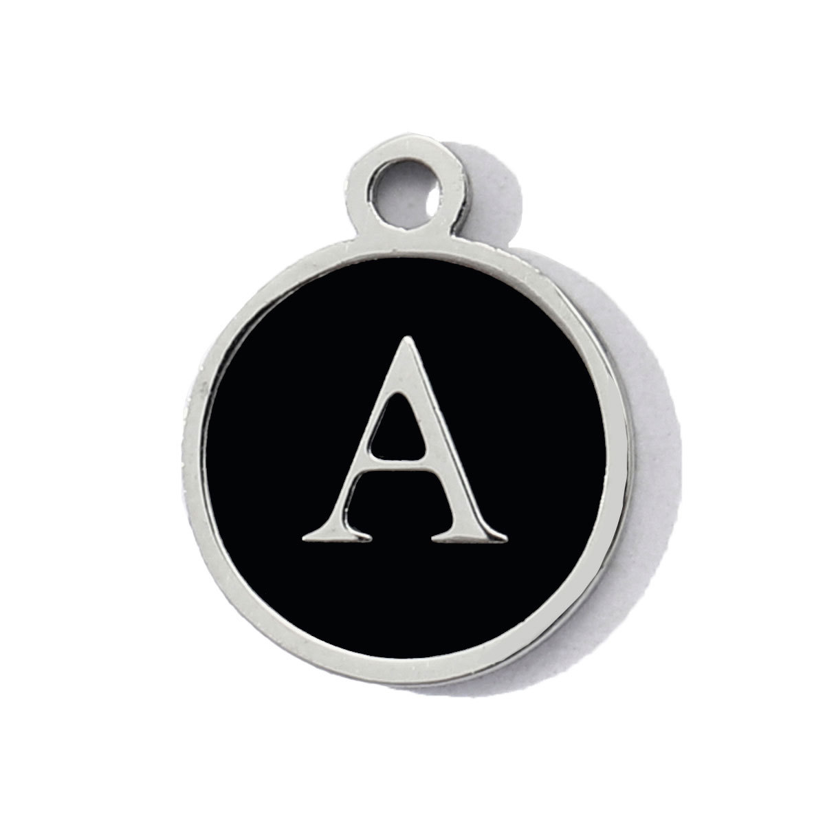 6pcs/pack Stainless Steel Black Enamel Round A-Z Alphabet Charms Letters Small Pendant for Women DIY Jewelry Bracelet Making