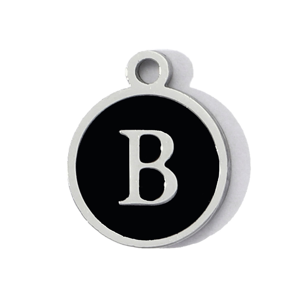 6pcs/pack Stainless Steel Black Enamel Round A-Z Alphabet Charms Letters Small Pendant for Women DIY Jewelry Bracelet Making