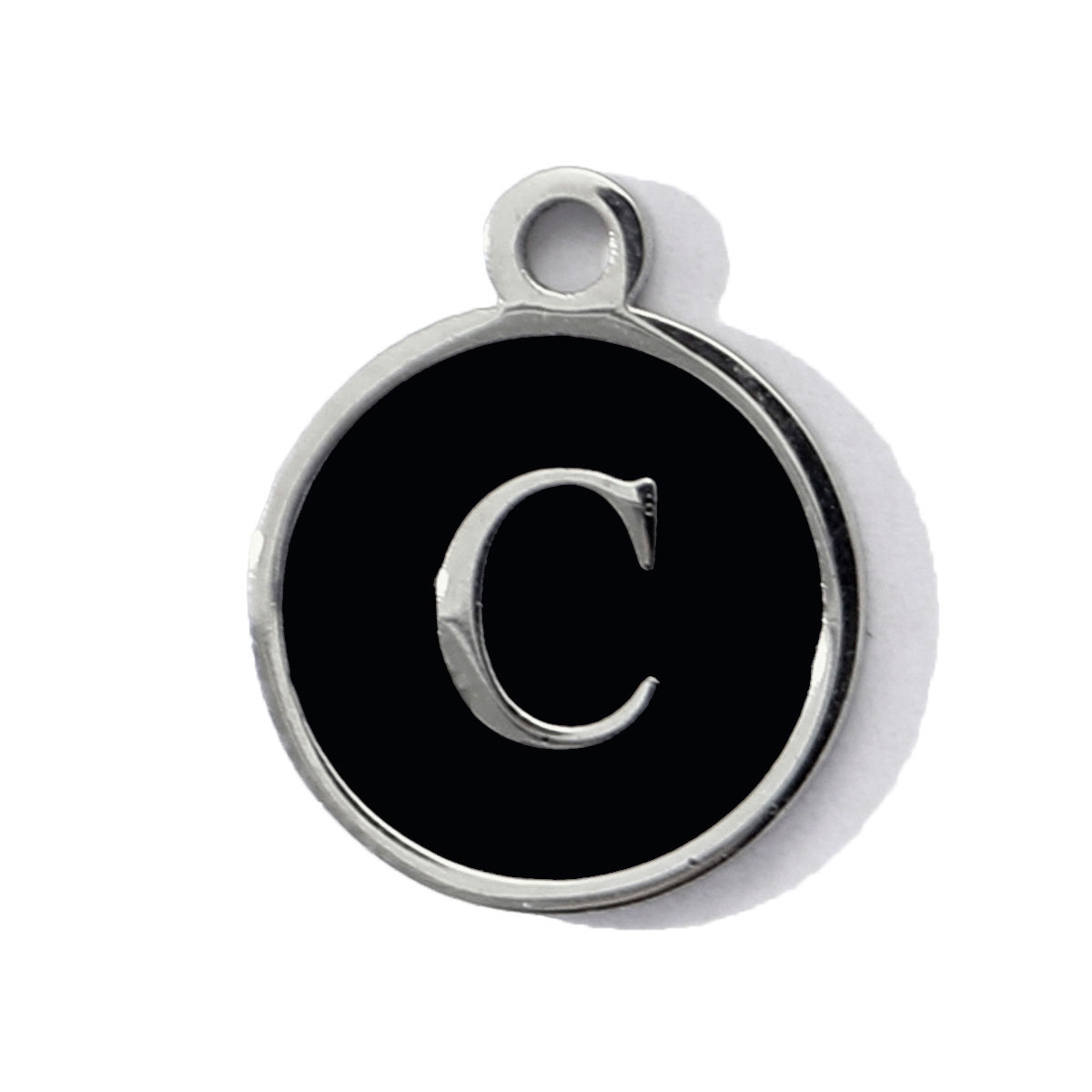 6pcs/pack Stainless Steel Black Enamel Round A-Z Alphabet Charms Letters Small Pendant for Women DIY Jewelry Bracelet Making