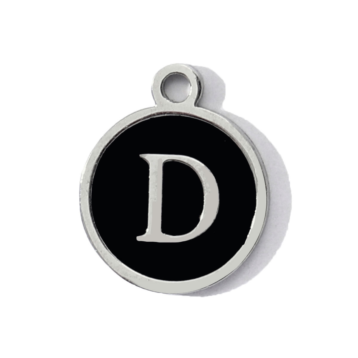 6pcs/pack Stainless Steel Black Enamel Round A-Z Alphabet Charms Letters Small Pendant for Women DIY Jewelry Bracelet Making