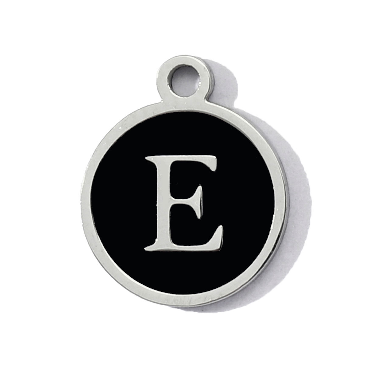 6pcs/pack Stainless Steel Black Enamel Round A-Z Alphabet Charms Letters Small Pendant for Women DIY Jewelry Bracelet Making