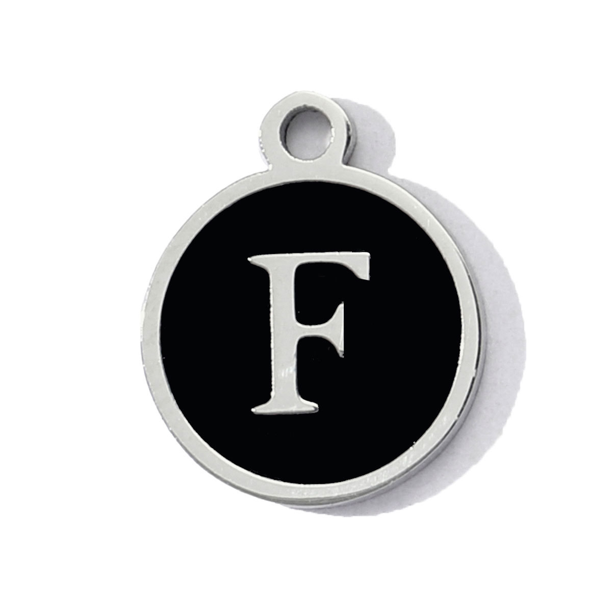 6pcs/pack Stainless Steel Black Enamel Round A-Z Alphabet Charms Letters Small Pendant for Women DIY Jewelry Bracelet Making
