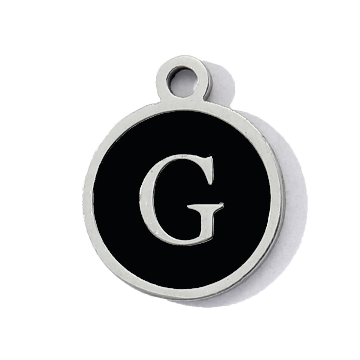 6pcs/pack Stainless Steel Black Enamel Round A-Z Alphabet Charms Letters Small Pendant for Women DIY Jewelry Bracelet Making