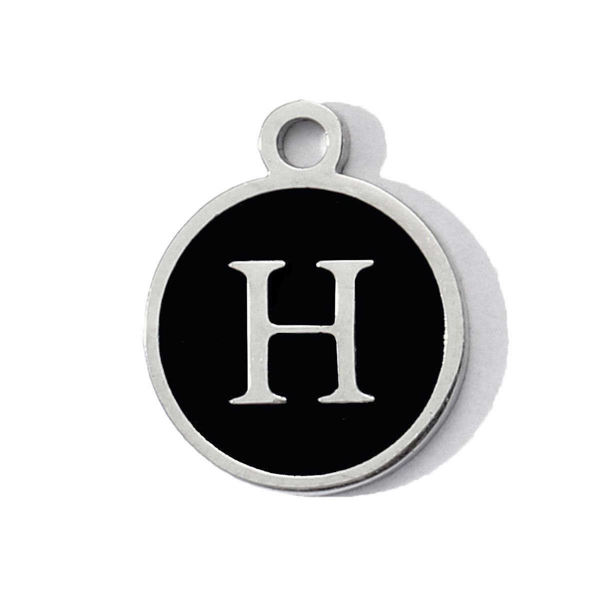 6pcs/pack Stainless Steel Black Enamel Round A-Z Alphabet Charms Letters Small Pendant for Women DIY Jewelry Bracelet Making
