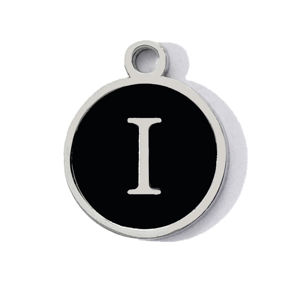 6pcs/pack Stainless Steel Black Enamel Round A-Z Alphabet Charms Letters Small Pendant for Women DIY Jewelry Bracelet Making