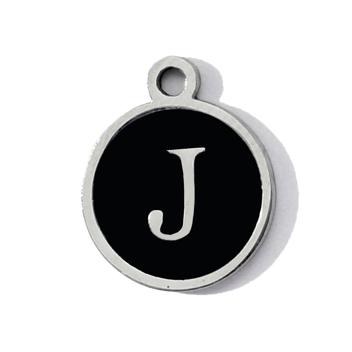 6pcs/pack Stainless Steel Black Enamel Round A-Z Alphabet Charms Letters Small Pendant for Women DIY Jewelry Bracelet Making
