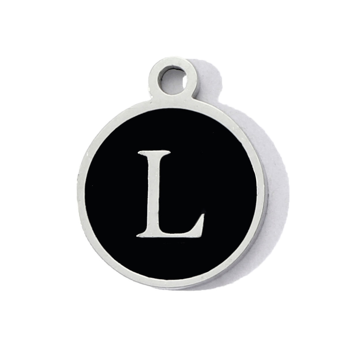 6pcs/pack Stainless Steel Black Enamel Round A-Z Alphabet Charms Letters Small Pendant for Women DIY Jewelry Bracelet Making
