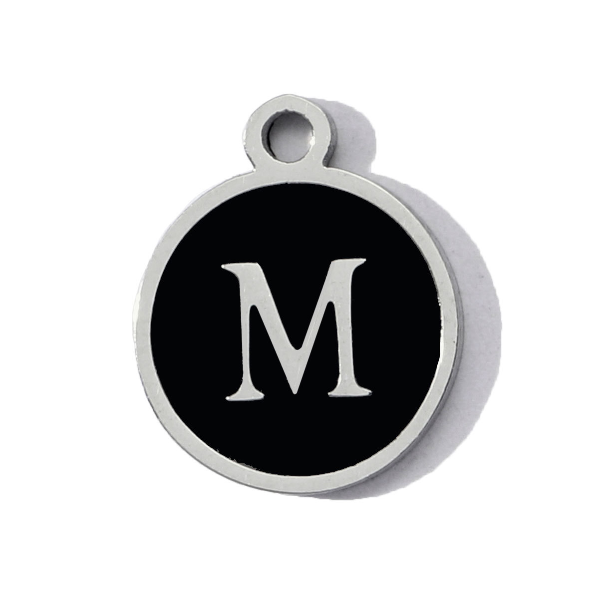 6pcs/pack Stainless Steel Black Enamel Round A-Z Alphabet Charms Letters Small Pendant for Women DIY Jewelry Bracelet Making