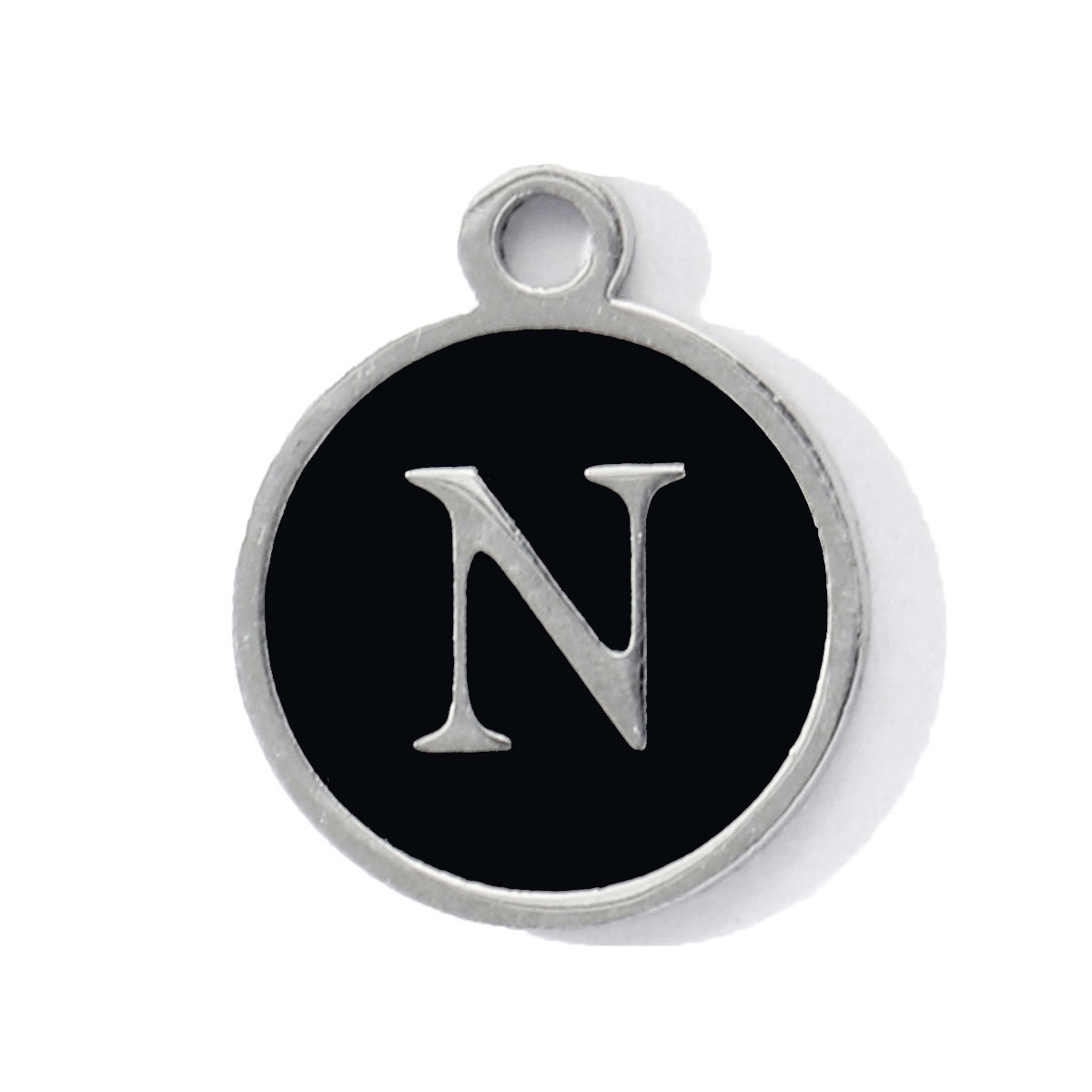 6pcs/pack Stainless Steel Black Enamel Round A-Z Alphabet Charms Letters Small Pendant for Women DIY Jewelry Bracelet Making