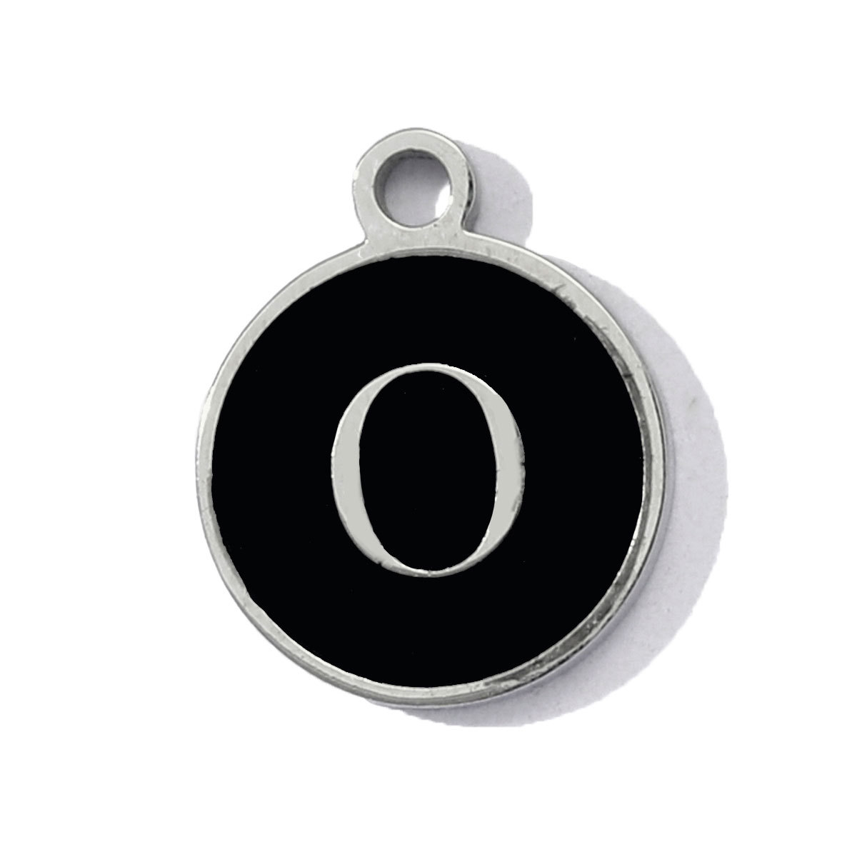 6pcs/pack Stainless Steel Black Enamel Round A-Z Alphabet Charms Letters Small Pendant for Women DIY Jewelry Bracelet Making