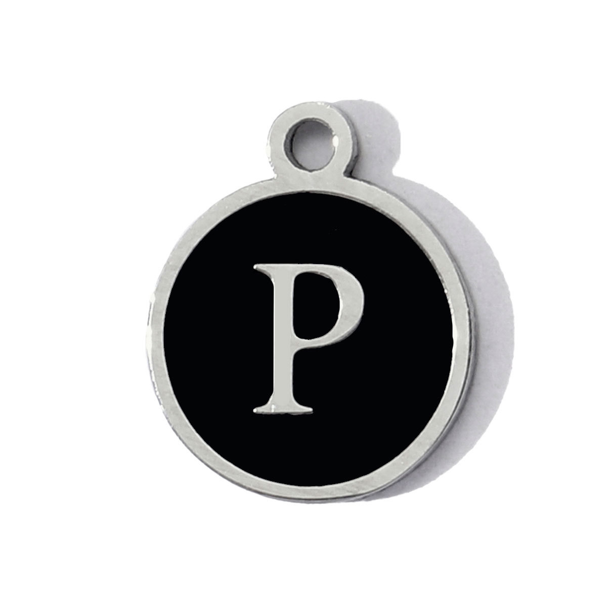 6pcs/pack Stainless Steel Black Enamel Round A-Z Alphabet Charms Letters Small Pendant for Women DIY Jewelry Bracelet Making