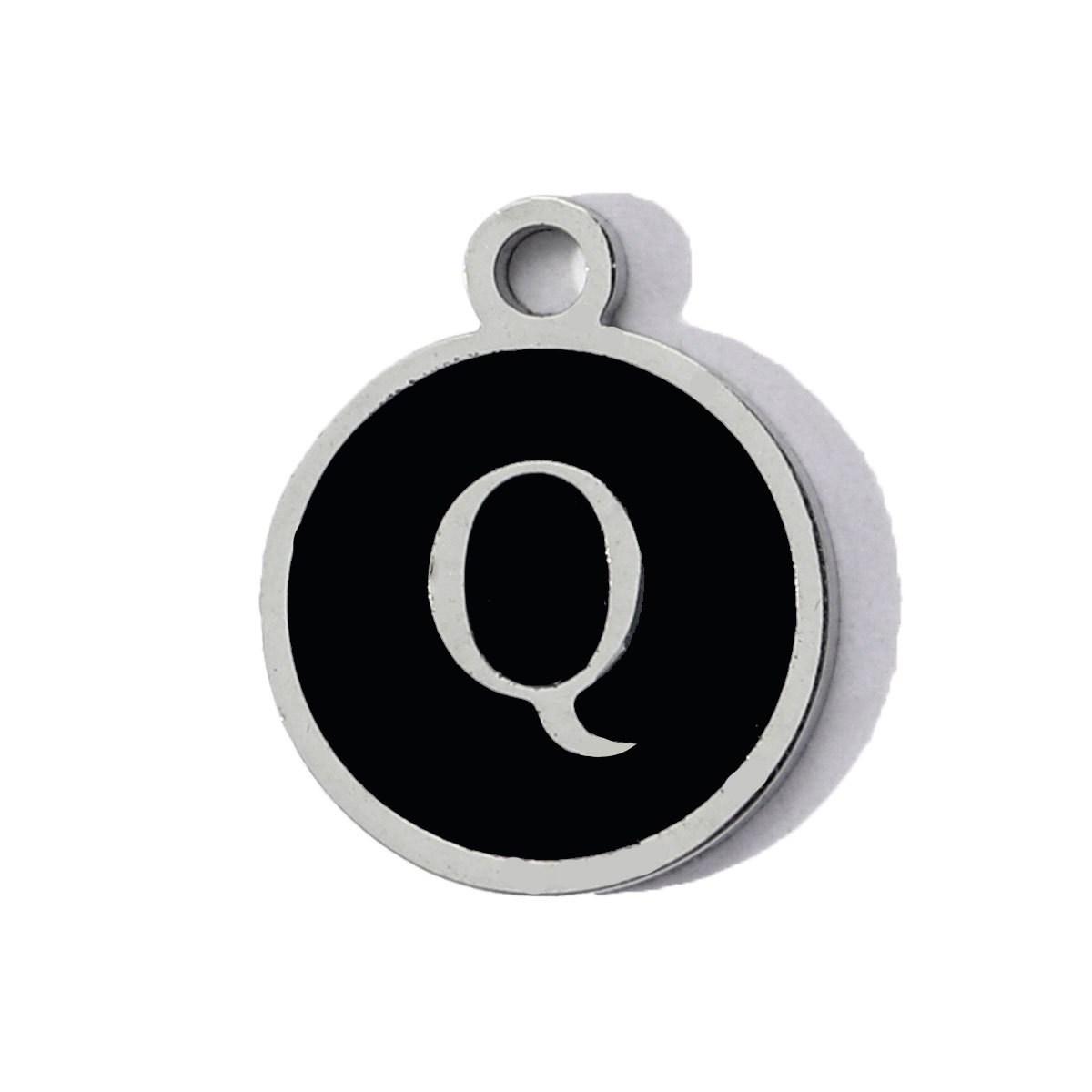 6pcs/pack Stainless Steel Black Enamel Round A-Z Alphabet Charms Letters Small Pendant for Women DIY Jewelry Bracelet Making