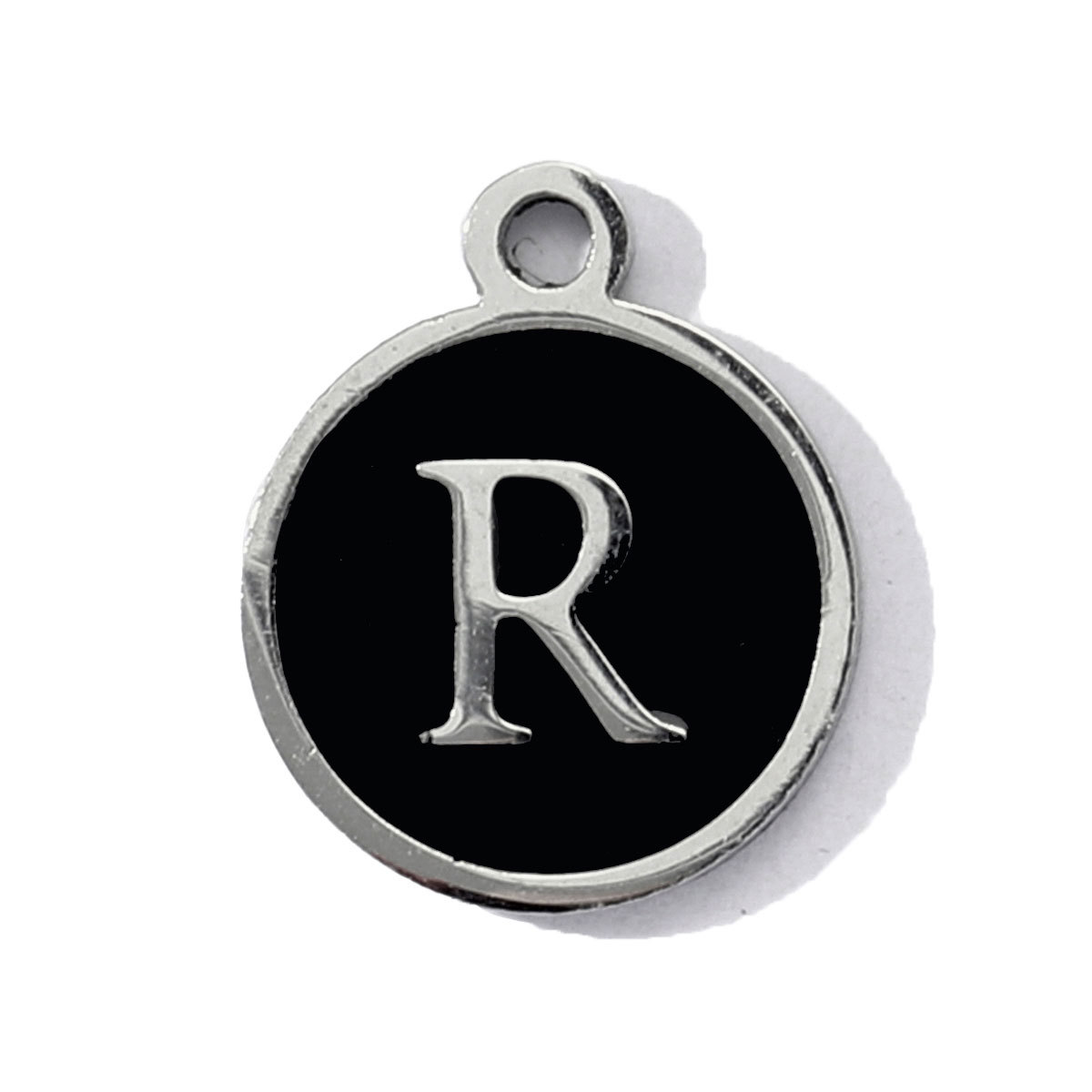 6pcs/pack Stainless Steel Black Enamel Round A-Z Alphabet Charms Letters Small Pendant for Women DIY Jewelry Bracelet Making