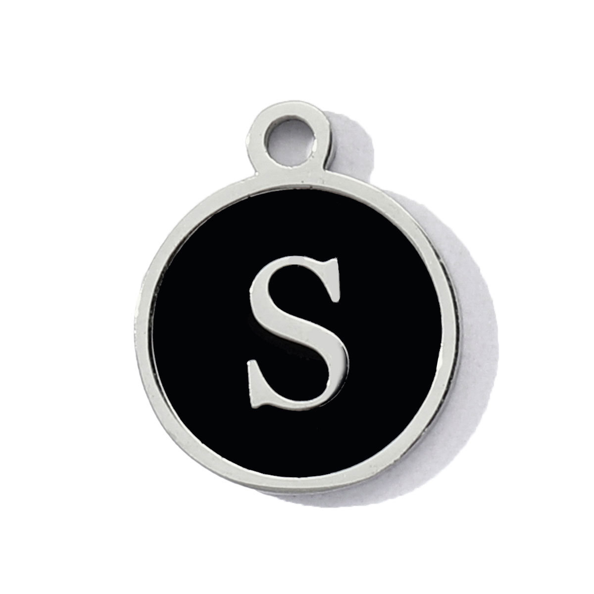 6pcs/pack Stainless Steel Black Enamel Round A-Z Alphabet Charms Letters Small Pendant for Women DIY Jewelry Bracelet Making