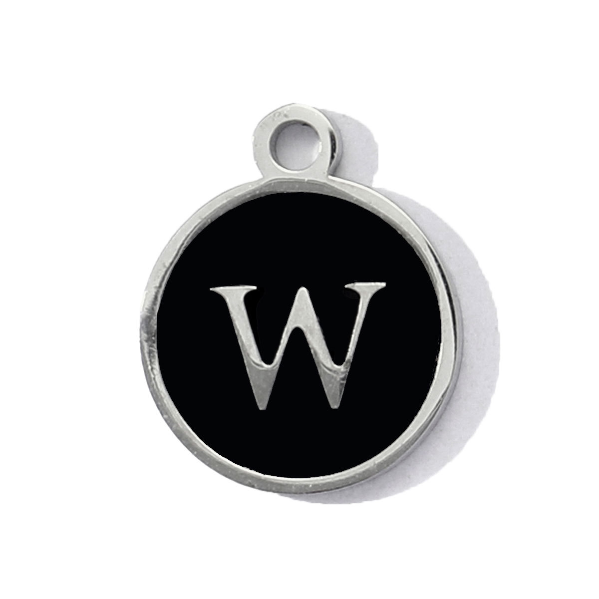 6pcs/pack Stainless Steel Black Enamel Round A-Z Alphabet Charms Letters Small Pendant for Women DIY Jewelry Bracelet Making