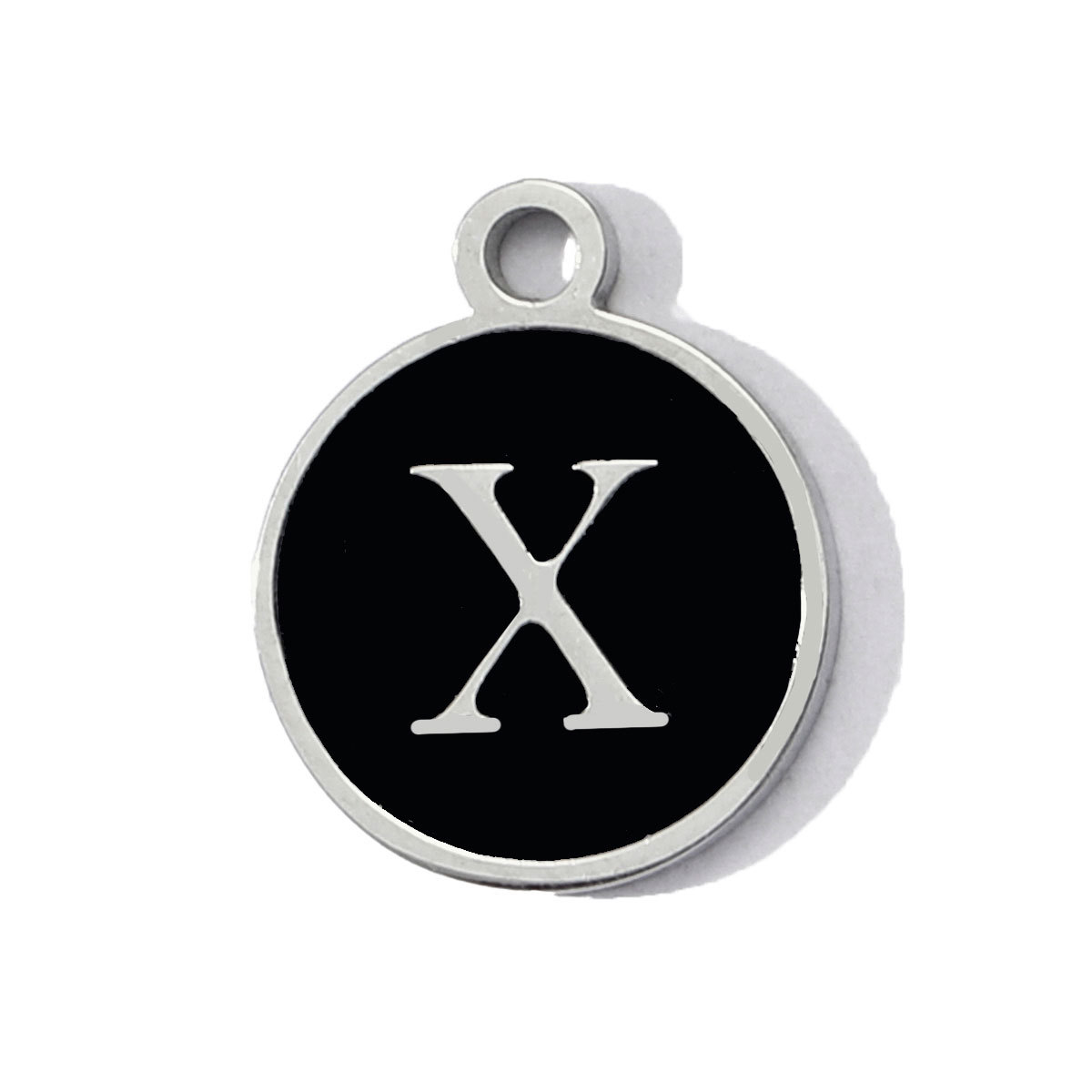 6pcs/pack Stainless Steel Black Enamel Round A-Z Alphabet Charms Letters Small Pendant for Women DIY Jewelry Bracelet Making