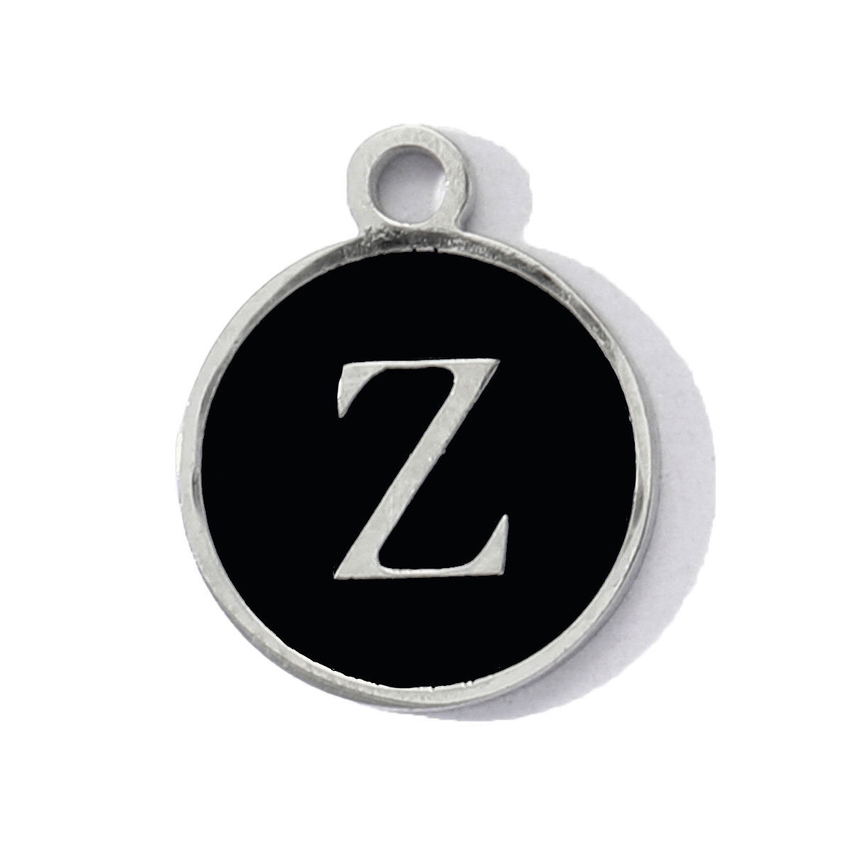 6pcs/pack Stainless Steel Black Enamel Round A-Z Alphabet Charms Letters Small Pendant for Women DIY Jewelry Bracelet Making