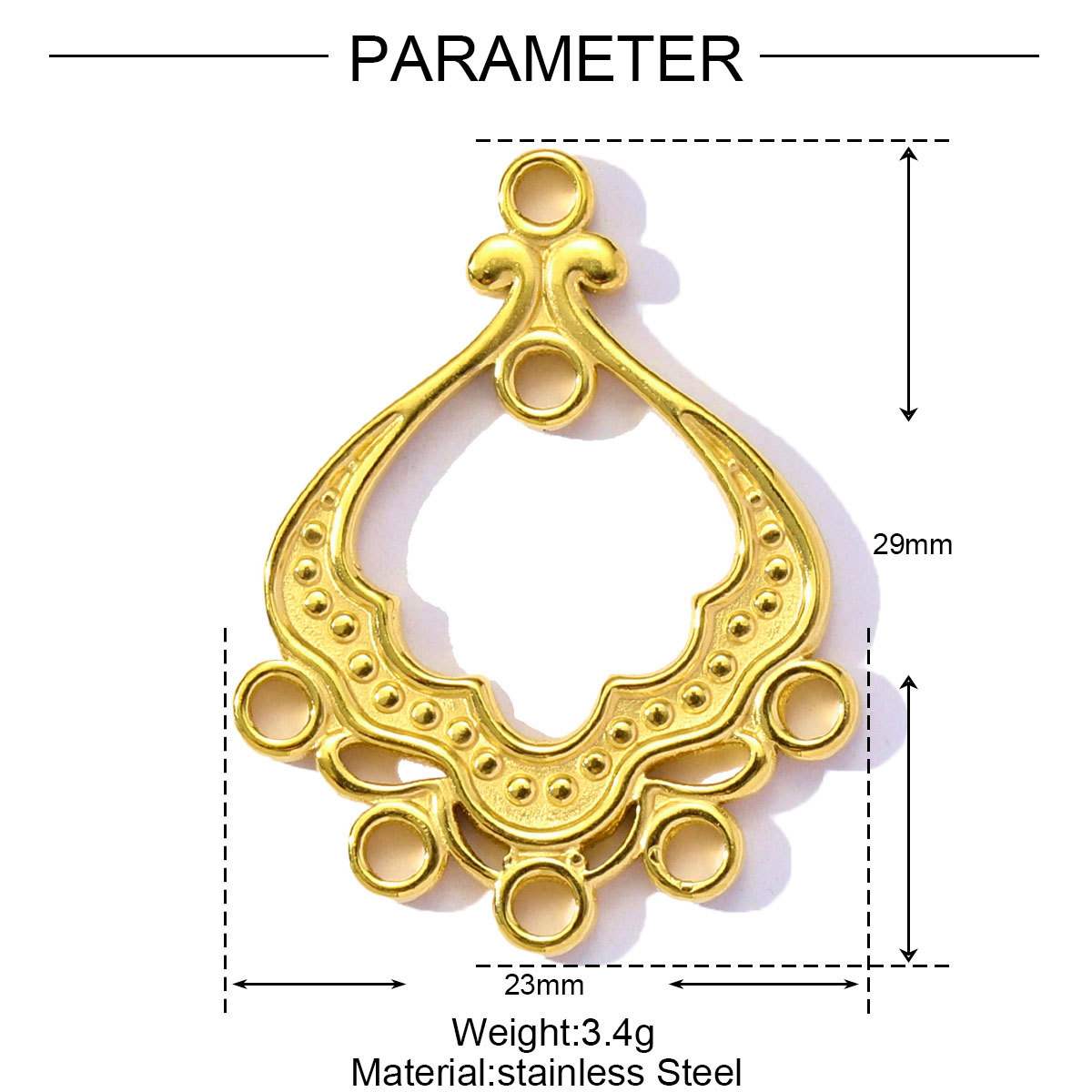 6pcs/pack Geometry Stainless Steel Fan Waterdrop Butterfly Heart Pendants for Women DIY Jewelry Earring Making Wholesale