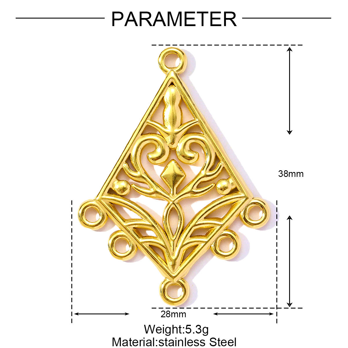 6pcs/pack Geometry Stainless Steel Fan Waterdrop Butterfly Heart Pendants for Women DIY Jewelry Earring Making Wholesale