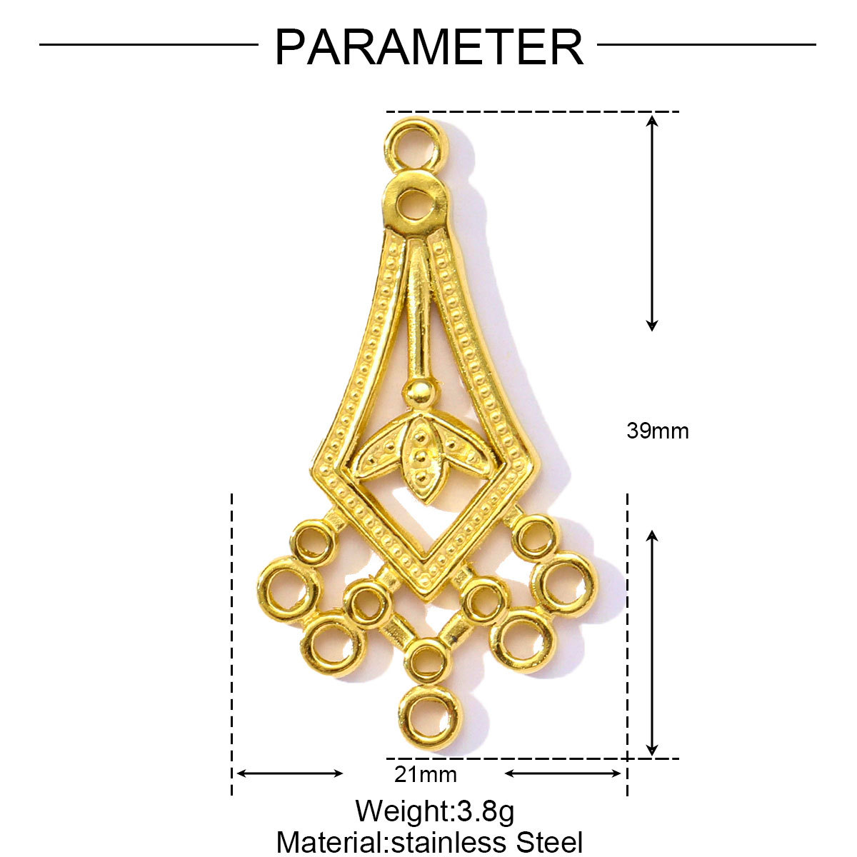 6pcs/pack Geometry Stainless Steel Fan Waterdrop Butterfly Heart Pendants for Women DIY Jewelry Earring Making Wholesale
