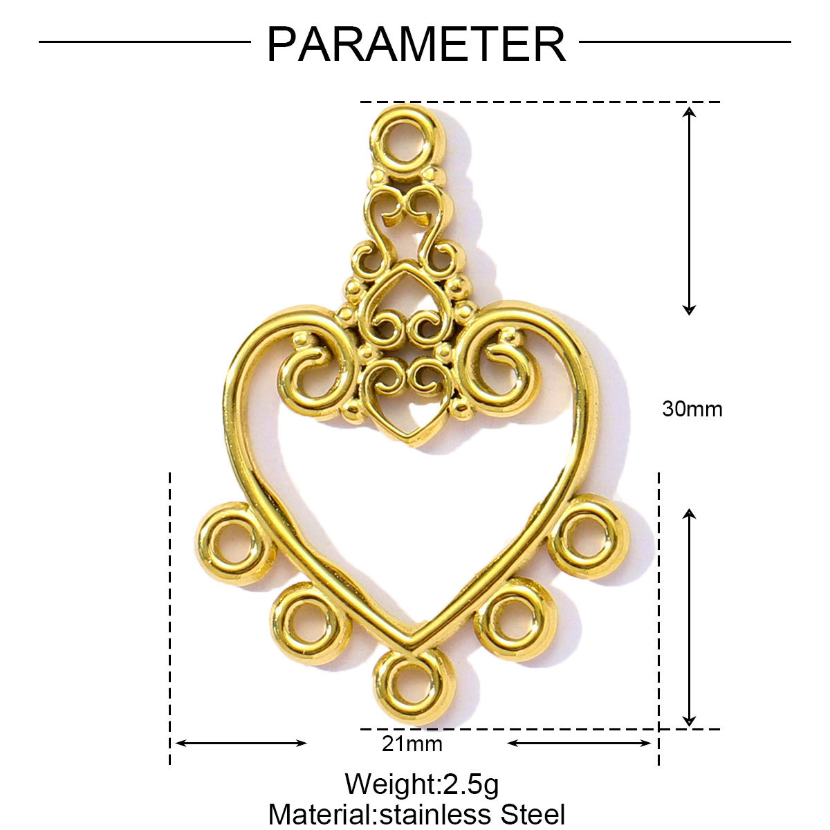 6pcs/pack Geometry Stainless Steel Fan Waterdrop Butterfly Heart Pendants for Women DIY Jewelry Earring Making Wholesale