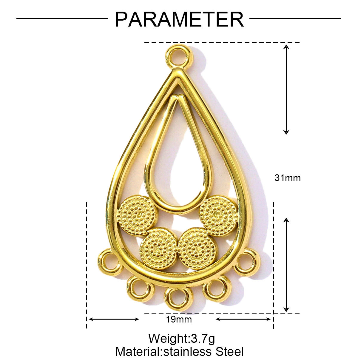 6pcs/pack Geometry Stainless Steel Fan Waterdrop Butterfly Heart Pendants for Women DIY Jewelry Earring Making Wholesale